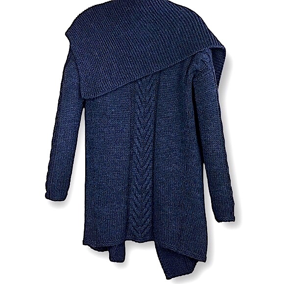 VINCE. Charcoal Gray Asymmetrical  Open Front Cardigan Sweater Cable Knit Sz XS - Picture 6 of 9